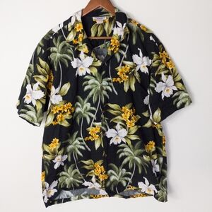 Pacific Legend Hawaiian Shirt size XL Floral Wood Buttons Relaxed